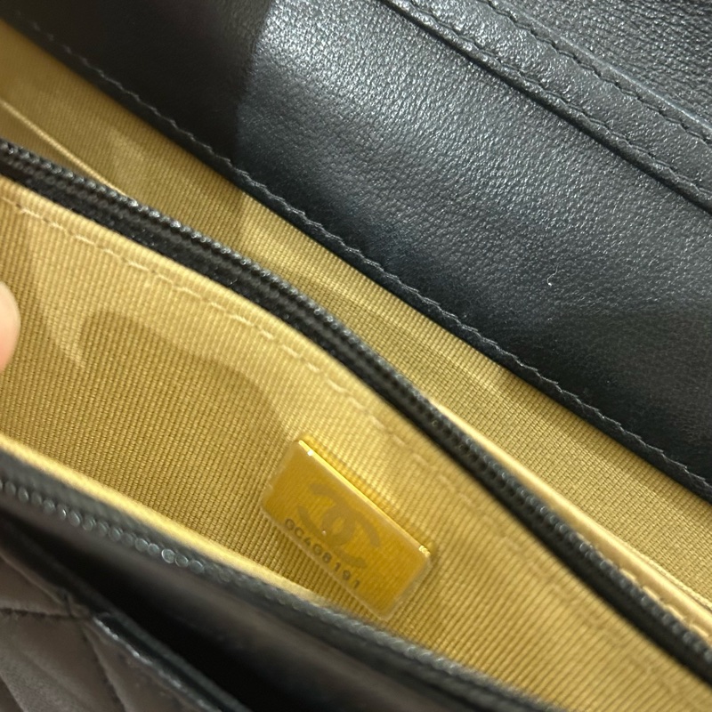 Chanel香奈兒二手限量足球WOC黑色淡金小羊皮-7