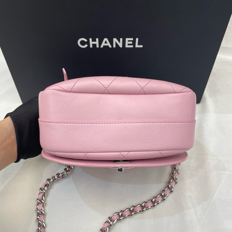 Chanel香奈兒 粉色翻蓋手柄郵差包 23開有卡-2