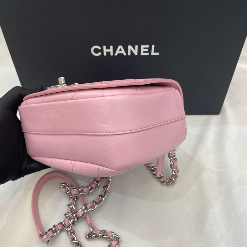 Chanel香奈兒 粉色翻蓋手柄郵差包 23開有卡-7