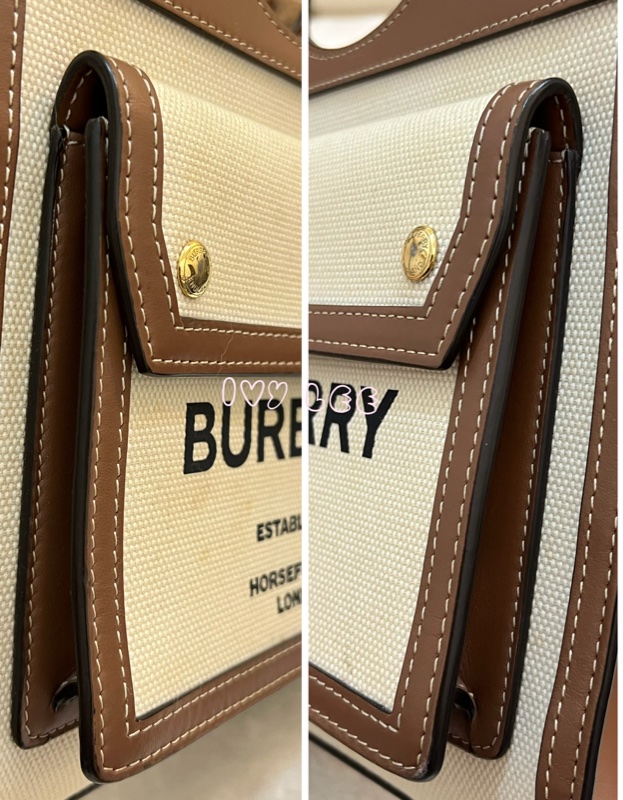 BURBERRY Pocket 80393611 雙色帆布皮革 斜背包 肩背包 正品 二手精品-11