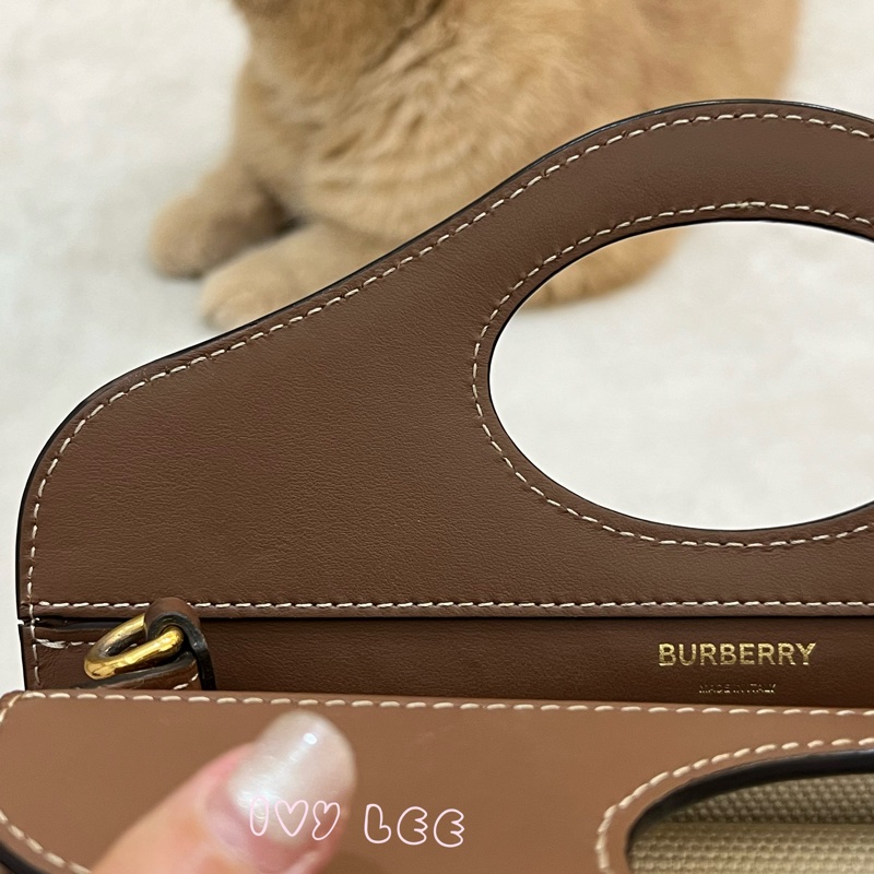 BURBERRY Pocket 80393611 雙色帆布皮革 斜背包 肩背包 正品 二手精品-19
