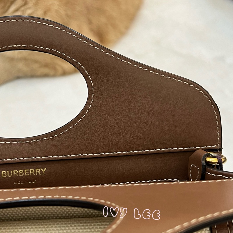 BURBERRY Pocket 80393611 雙色帆布皮革 斜背包 肩背包 正品 二手精品-20
