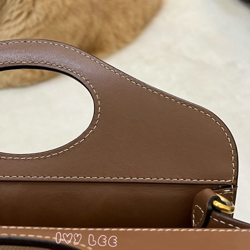 BURBERRY Pocket 80393611 雙色帆布皮革 斜背包 肩背包 正品 二手精品-22