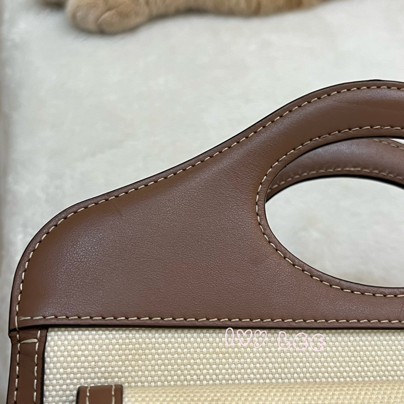 BURBERRY Pocket 80393611 雙色帆布皮革 斜背包 肩背包 正品 二手精品-23