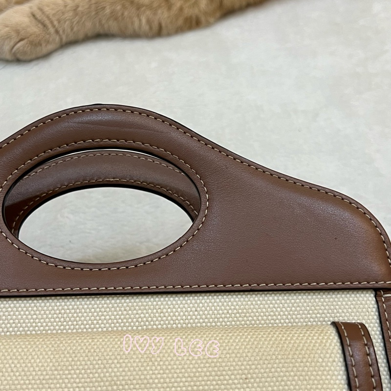 BURBERRY Pocket 80393611 雙色帆布皮革 斜背包 肩背包 正品 二手精品-24
