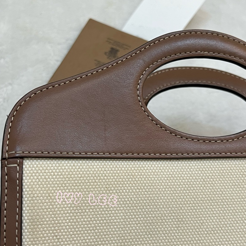 BURBERRY Pocket 80393611 雙色帆布皮革 斜背包 肩背包 正品 二手精品-25