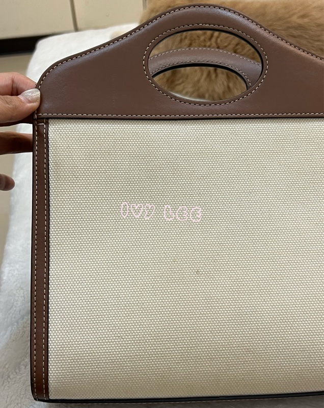 BURBERRY Pocket 80393611 雙色帆布皮革 斜背包 肩背包 正品 二手精品-27