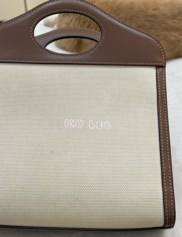BURBERRY Pocket 80393611 雙色帆布皮革 斜背包 肩背包 正品 二手精品-28