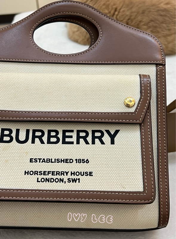 BURBERRY Pocket 80393611 雙色帆布皮革 斜背包 肩背包 正品 二手精品-30