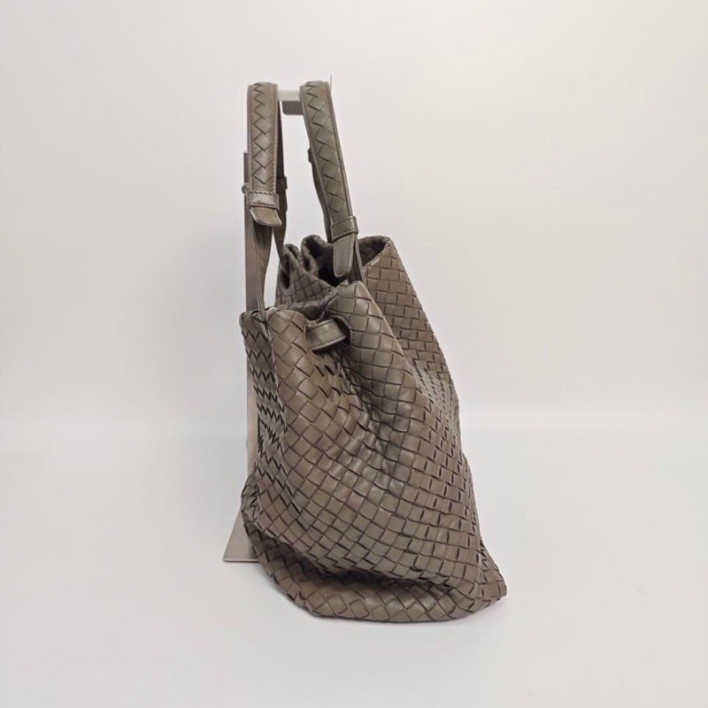 BV/葆蝶家 灰色編織雙橋單肩包 手提包 底長32cm-2