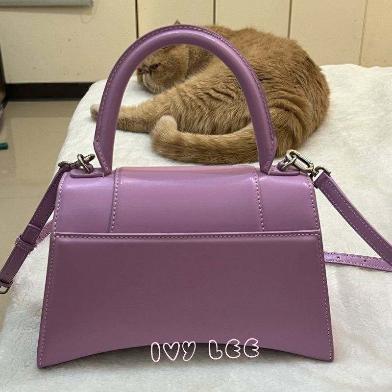 BALENCIAGA 巴黎世家 Hourglass B logo 二用沙漏包 593546-粉紫 斜背包 正品 二手精品 s-1