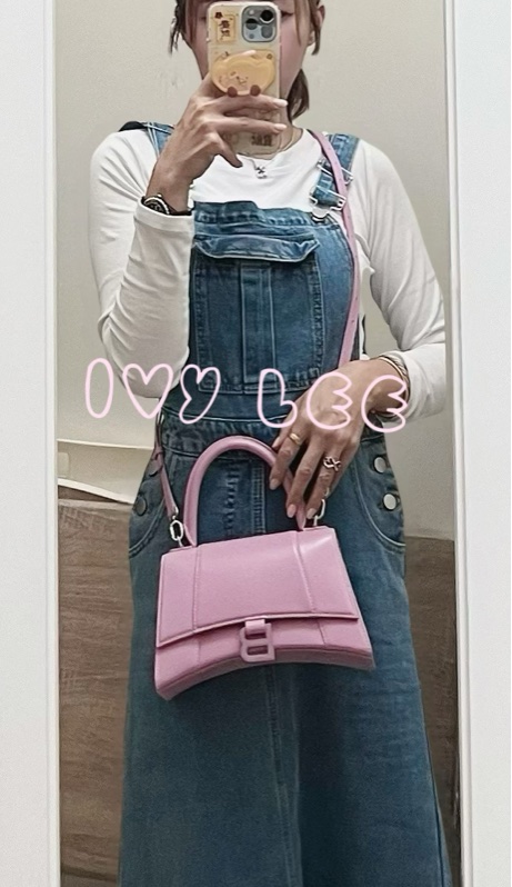 BALENCIAGA 巴黎世家 Hourglass B logo 二用沙漏包 593546-粉紫 斜背包 正品 二手精品 s-2