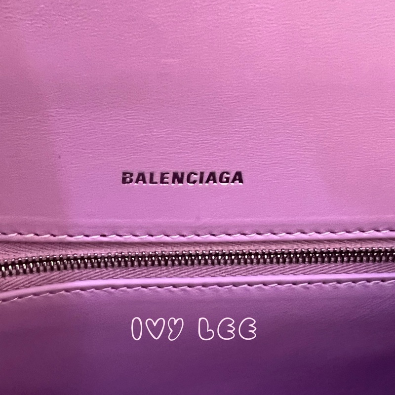 BALENCIAGA 巴黎世家 Hourglass B logo 二用沙漏包 593546-粉紫 斜背包 正品 二手精品 s-10