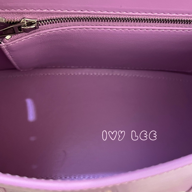 BALENCIAGA 巴黎世家 Hourglass B logo 二用沙漏包 593546-粉紫 斜背包 正品 二手精品 s-11