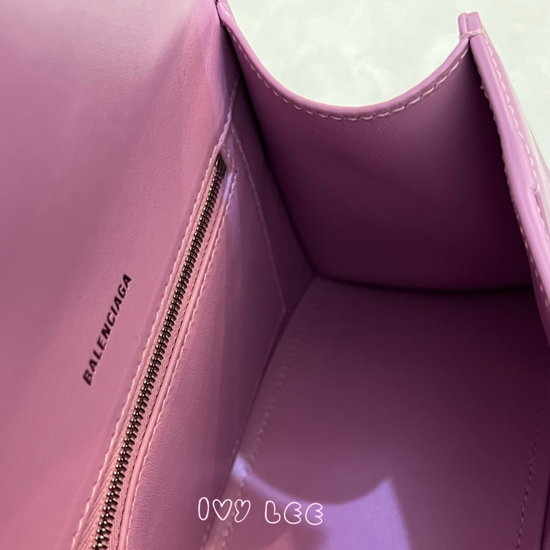BALENCIAGA 巴黎世家 Hourglass B logo 二用沙漏包 593546-粉紫 斜背包 正品 二手精品 s-12