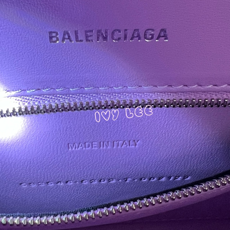 BALENCIAGA 巴黎世家 Hourglass B logo 二用沙漏包 593546-粉紫 斜背包 正品 二手精品 s-14