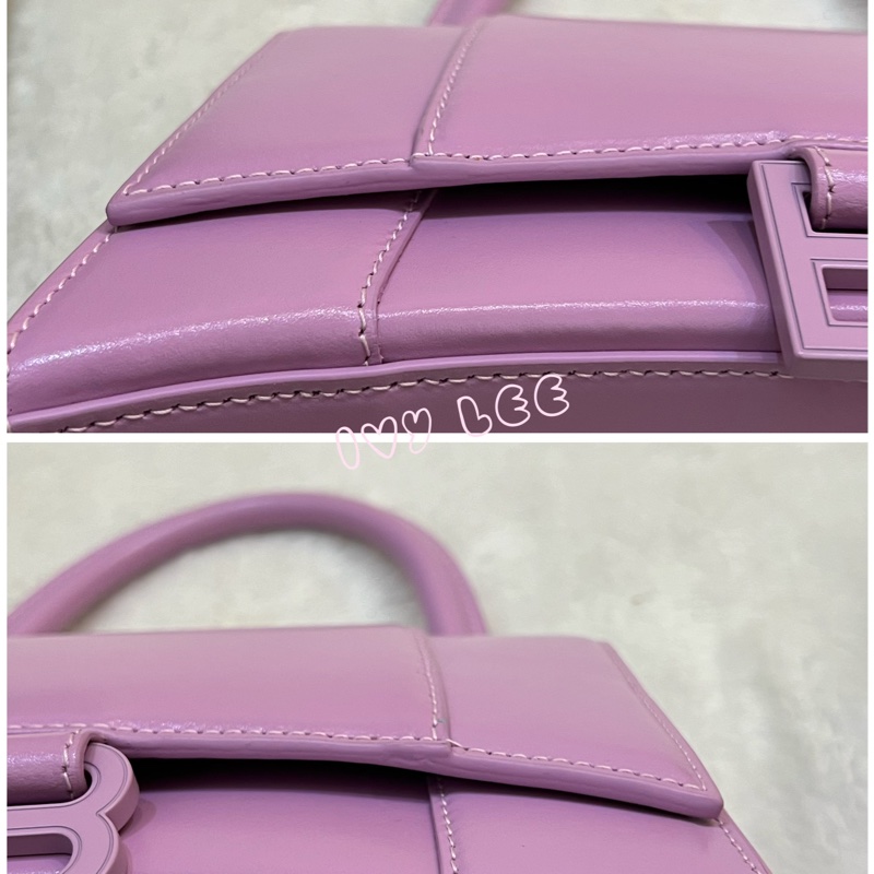 BALENCIAGA 巴黎世家 Hourglass B logo 二用沙漏包 593546-粉紫 斜背包 正品 二手精品 s-15