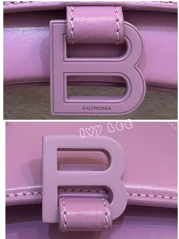 BALENCIAGA 巴黎世家 Hourglass B logo 二用沙漏包 593546-粉紫 斜背包 正品 二手精品 s-16