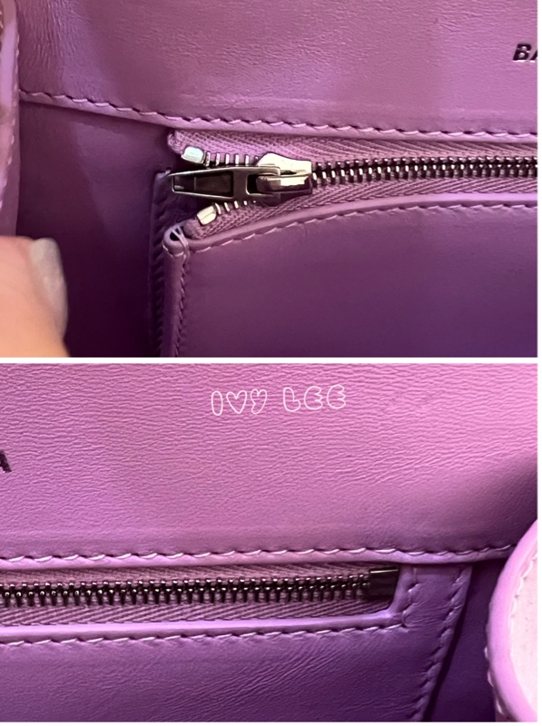 BALENCIAGA 巴黎世家 Hourglass B logo 二用沙漏包 593546-粉紫 斜背包 正品 二手精品 s-22