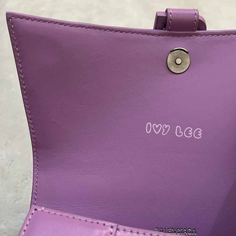 BALENCIAGA 巴黎世家 Hourglass B logo 二用沙漏包 593546-粉紫 斜背包 正品 二手精品 s-24