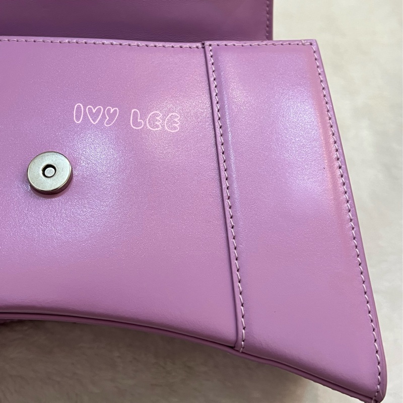 BALENCIAGA 巴黎世家 Hourglass B logo 二用沙漏包 593546-粉紫 斜背包 正品 二手精品 s-26