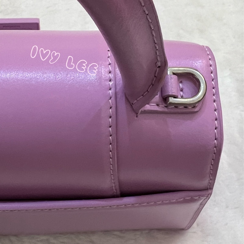 BALENCIAGA 巴黎世家 Hourglass B logo 二用沙漏包 593546-粉紫 斜背包 正品 二手精品 s-28