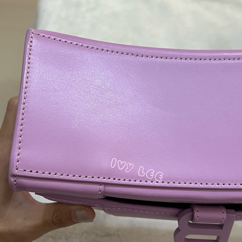 BALENCIAGA 巴黎世家 Hourglass B logo 二用沙漏包 593546-粉紫 斜背包 正品 二手精品 s-31