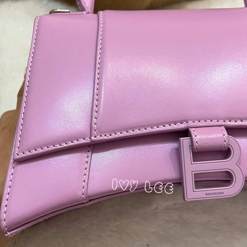 BALENCIAGA 巴黎世家 Hourglass B logo 二用沙漏包 593546-粉紫 斜背包 正品 二手精品 s-33