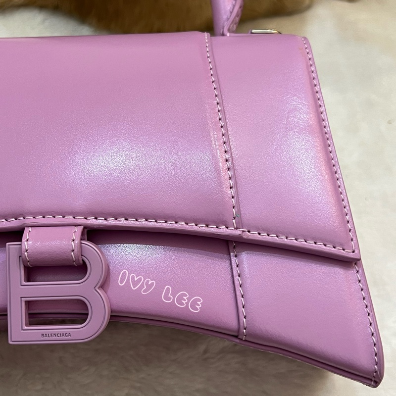 BALENCIAGA 巴黎世家 Hourglass B logo 二用沙漏包 593546-粉紫 斜背包 正品 二手精品 s-34