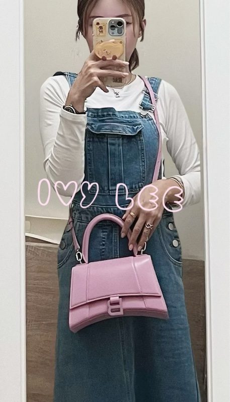 BALENCIAGA 巴黎世家 Hourglass B logo 二用沙漏包 593546-粉紫 斜背包 正品 二手精品 s-35