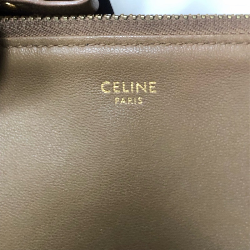 Celine • 經典奶茶色全皮Trio三層風琴包-5