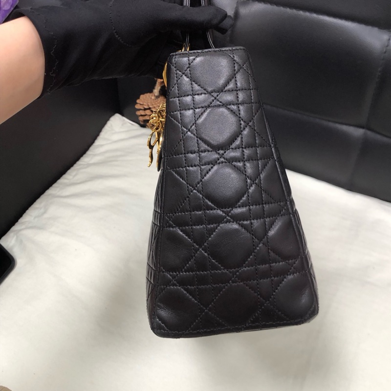 Dior • Lady Dior 經典黑金羊皮五格戴妃包-2