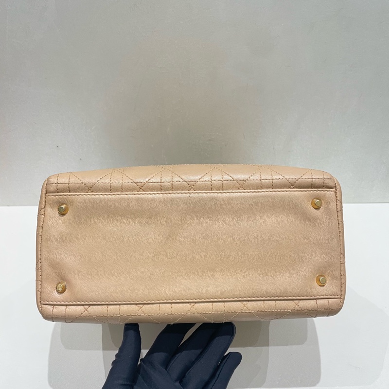 Dior • Lady Dior 經典米色金釦五格戴妃包 🈶原廠肩帶-4