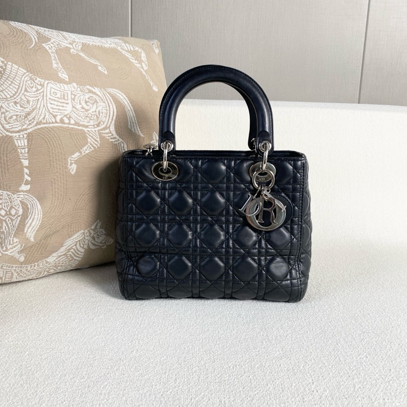 Dior • Lady Dior 經典黑銀羊皮五格戴妃包 🈶購證-2