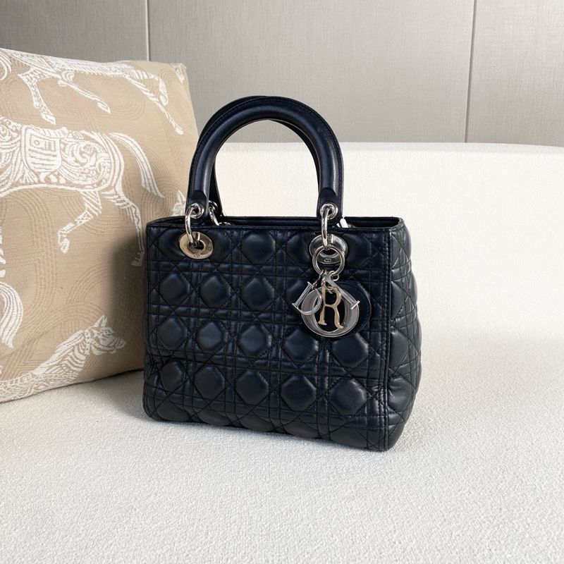 Dior • Lady Dior 經典黑銀羊皮五格戴妃包 🈶購證-4