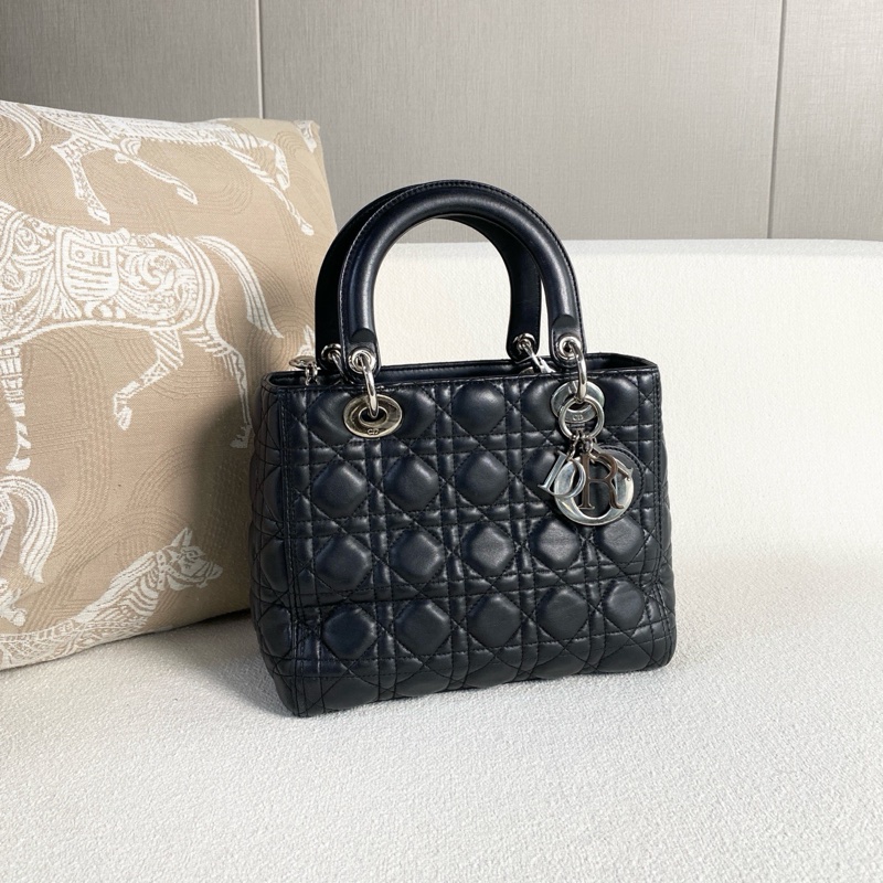 Dior • Lady Dior 經典黑銀羊皮五格戴妃包 🈶購證-6