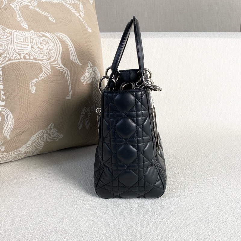 Dior • Lady Dior 經典黑銀羊皮五格戴妃包 🈶購證-9