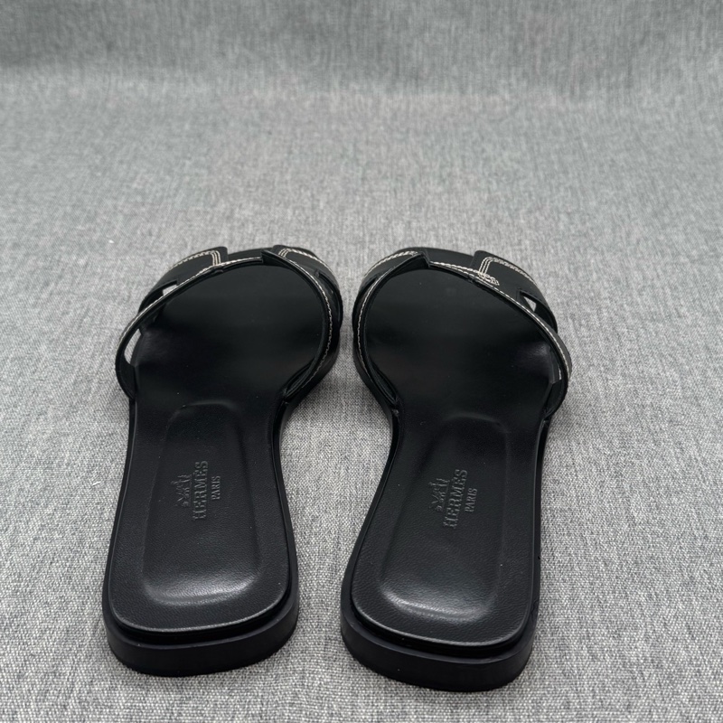 Hermes Oran H拖鞋 黑色牛皮 37碼-2