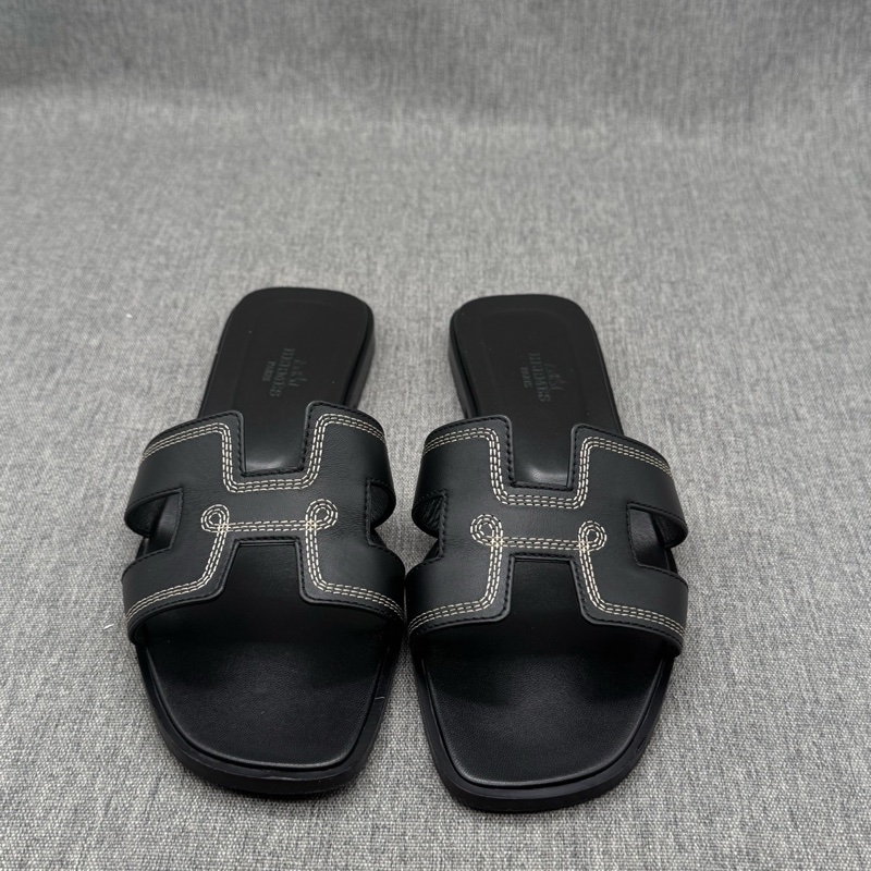 Hermes Oran H拖鞋 黑色牛皮 37碼-3