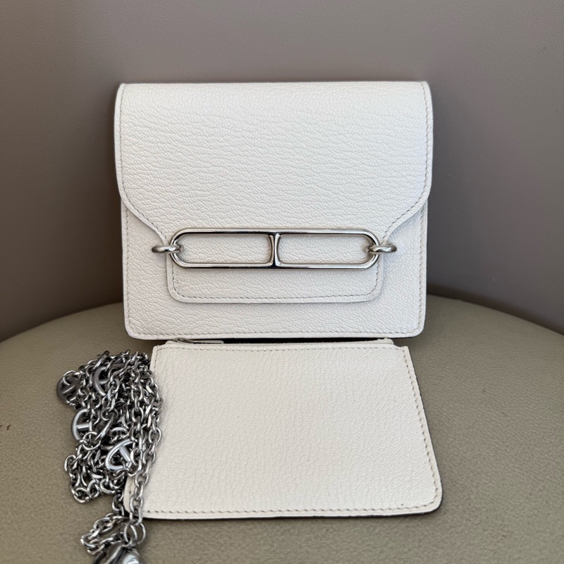 HERMES 愛馬仕 奶昔白豬鼻子Roulis Slim 銀扣 ec皮 U刻-0
