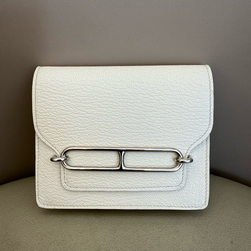 HERMES 愛馬仕 奶昔白豬鼻子Roulis Slim 銀扣 ec皮 U刻-1