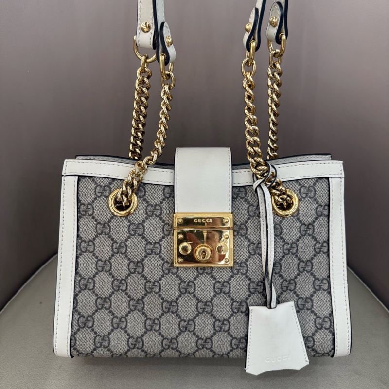Gucci 古馳 padlock白色小號鏈條包-0