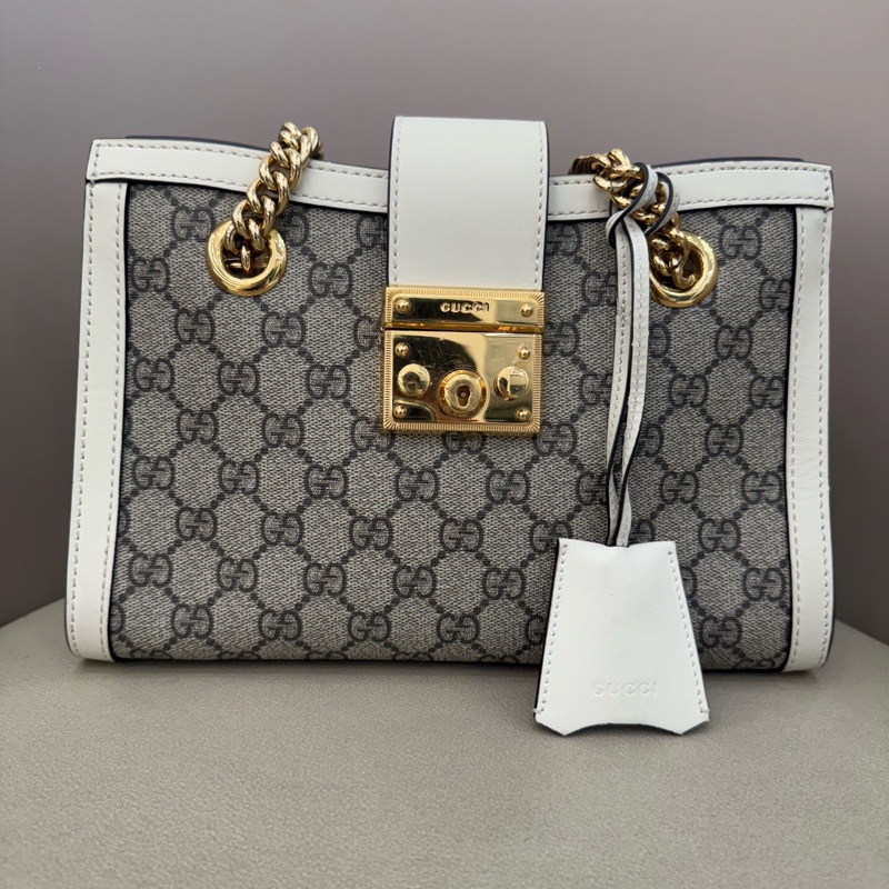 Gucci 古馳 padlock白色小號鏈條包-1