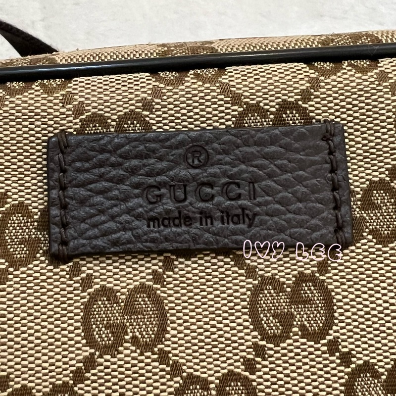 GUCCI 449174 GG LOGO 烏木咖色 咖啡 字紋 緹花 腰包 胸口包 斜背包 正品 二手精品-2