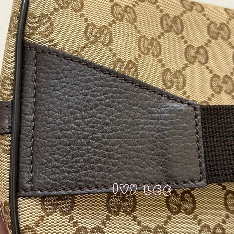 GUCCI 449174 GG LOGO 烏木咖色 咖啡 字紋 緹花 腰包 胸口包 斜背包 正品 二手精品-9