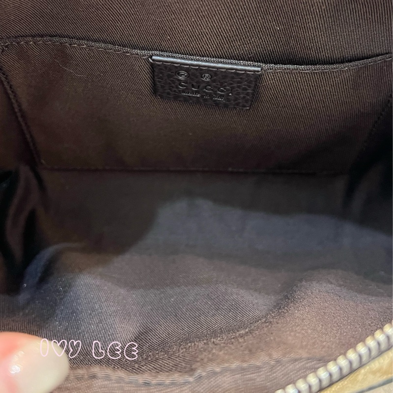 GUCCI 449174 GG LOGO 烏木咖色 咖啡 字紋 緹花 腰包 胸口包 斜背包 正品 二手精品-13