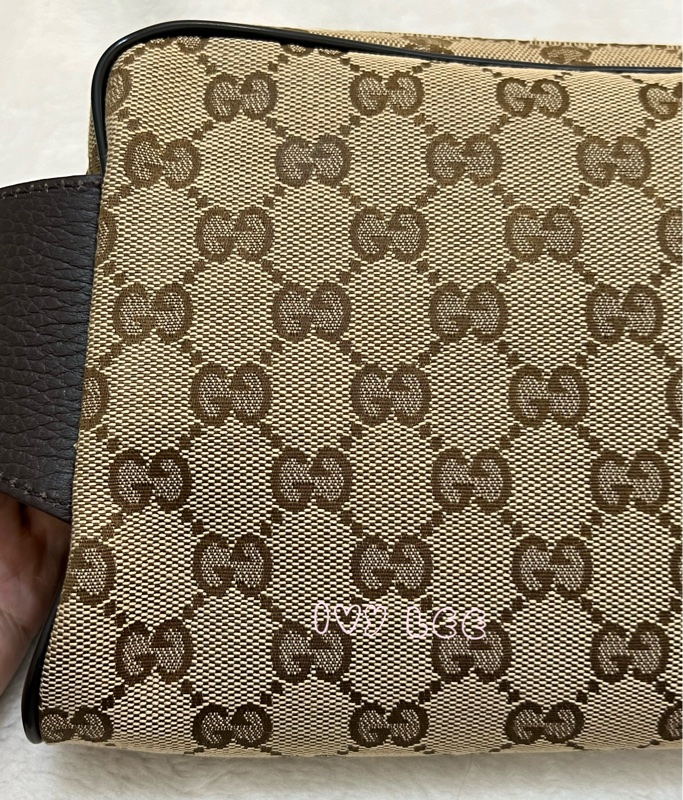 GUCCI 449174 GG LOGO 烏木咖色 咖啡 字紋 緹花 腰包 胸口包 斜背包 正品 二手精品-20