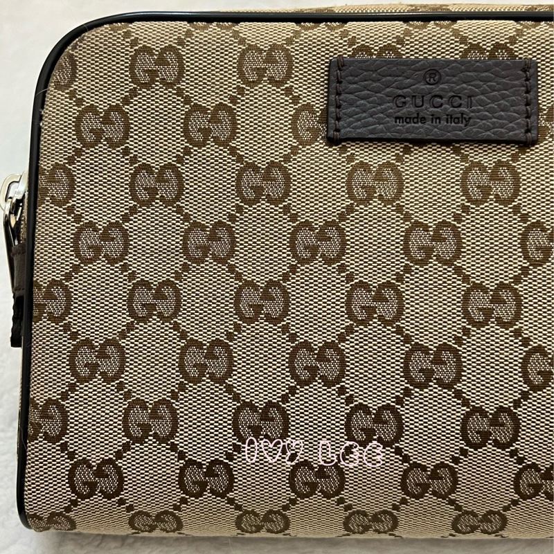 GUCCI 449174 GG LOGO 烏木咖色 咖啡 字紋 緹花 腰包 胸口包 斜背包 正品 二手精品-26