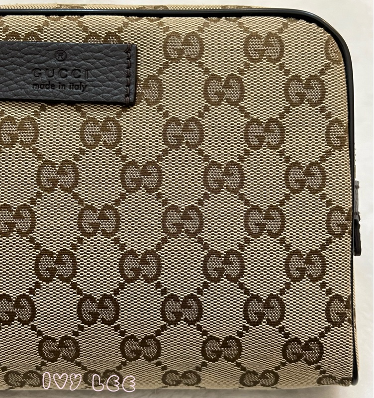 GUCCI 449174 GG LOGO 烏木咖色 咖啡 字紋 緹花 腰包 胸口包 斜背包 正品 二手精品-27