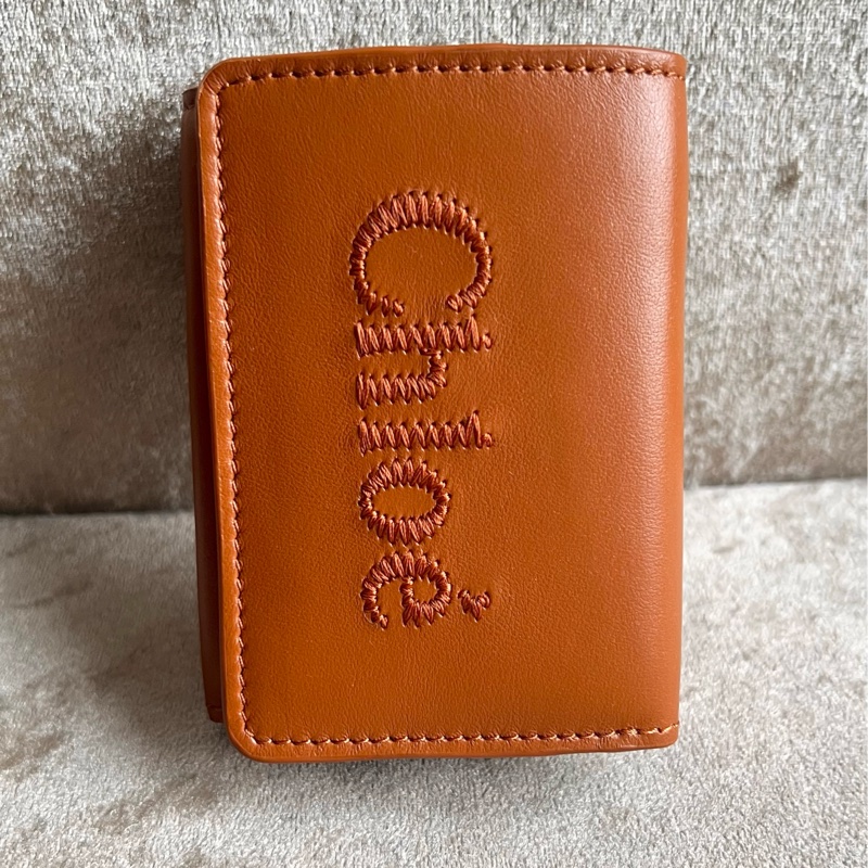 Chloe 刺繡logo刺繡 mini短夾#現貨在台#立刻出貨-3